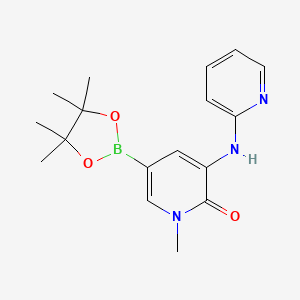 molecular formula C17H22BN3O3 B8406673 1-Methyl-3-(pyridin-2-ylamino)-5-(4,4,5,5-tetramethyl-1,3,2-dioxaborolan-2-yl)pyridin-2(1H)-one 