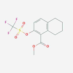 molecular formula C13H13F3O5S B8406816 2-Trifluoromethanesulfonyloxy-5,6,7,8-tetrahydronaphthalene-1-carboxylic acid methyl ester 