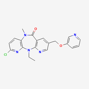 molecular formula C20H18ClN5O2 B8406830 5-Chloro-2-ethyl-9-methyl-13-[(pyridin-3-yloxy)methyl]-2,4,9,15-tetraazatricyclo[9.4.0.0^{3,8}]pentadeca-1(11),3,5,7,12,14-hexaen-10-one 