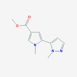 molecular formula C11H13N3O2 B8407059 methyl 1-methyl-5-(1-methyl-1H-pyrazol-5-yl)-1H-pyrrole-3-carboxylate 
