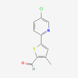 molecular formula C11H8ClNOS B8407084 5-(5-Chloropyridin-2-yl)-3-methylthiophene-2-carbaldehyde 