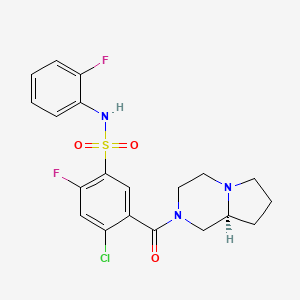 molecular formula C20H20ClF2N3O3S B8407123 4-chloro-2-fluoro-N-(2-fluorophenyl)-5-[(8aS)-hexahydropyrrolo[1,2-a]pyrazin-2(1H)-ylcarbonyl]benzenesulfonamide 