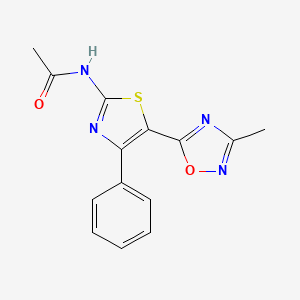 molecular formula C14H12N4O2S B8407163 N-[5-(3-Methyl-[1,2,4]oxadiazol-5-yl)-4-phenyl-thiazol-2-yl]-acetamide 