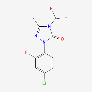 molecular formula C10H7ClF3N3O B8407439 1-(2-Fluoro-4-chlorophenyl)-3-methyl-4-(difluoromethyl)-1H-1,2,4-triazol-5(4H)-one 