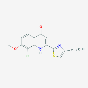 molecular formula C15H9ClN2O2S B8407637 8-Chloro-7-methoxy-2-(4-ethynylthiazol-2-yl)quinolin-4-ol 