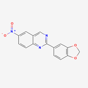 molecular formula C15H9N3O4 B8407643 6-Nitro-2-(1,3-benzodioxole-5-yl)-quinazoline 