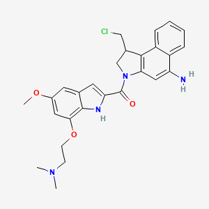 molecular formula C27H29ClN4O3 B8407697 1-(Chloromethyl)-3-[[5-methoxy-7-[2-(dimethylamino)ethoxy]-1H-indole-2-yl]carbonyl]-2,3-dihydro-1H-benzo[e]indole-5-amine 