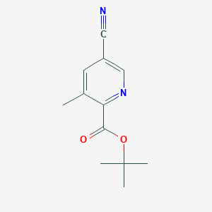 molecular formula C12H14N2O2 B8407773 5-Cyano-3-methyl-pyridine-2-carboxylic acid tert-butyl ester 