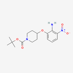 molecular formula C16H23N3O5 B8407933 Tert-butyl 4-(2-amino-3-nitrophenoxy)piperidine-1-carboxylate 