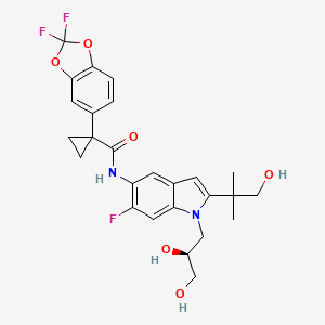 (S)-1-(2,2-difluorobenzo[d][1,3]dioxol-5-yl)-N-(1-(2,3-dihydroxypropyl)-6-fluoro-2-(1-hydroxy-2-methylpropan-2-yl)-1H-indol-5-yl)cyclopropanecarboxamide