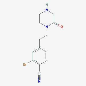 molecular formula C13H14BrN3O B8408046 2-Bromo-4-[2-(2-oxopiperazin-1-yl)ethyl]benzonitrile 