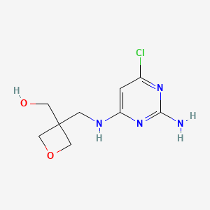molecular formula C9H13ClN4O2 B8408065 (3-(((2-Amino-6-chloro-4-pyrimidinyl)amino)methyl)-3-oxetanyl)methanol 