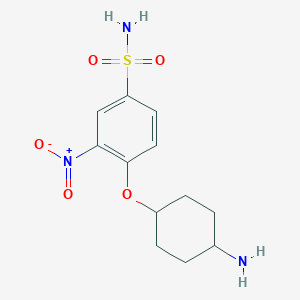 molecular formula C12H17N3O5S B8408080 Trans-4-(4-aminocyclohexyloxy)-3-nitrobenzenesulfonamide 