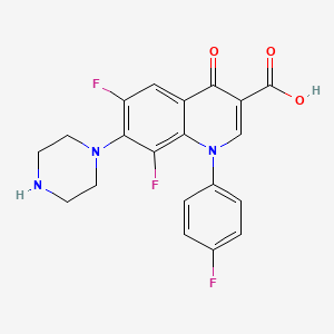 molecular formula C20H16F3N3O3 B8408204 6,8-Difluoro-1-(4-fluorophenyl)-4-oxo-7-piperazin-1-yl-quinoline-3-carboxylic acid 