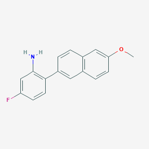 molecular formula C17H14FNO B8408254 5-Fluoro-2-(6-methoxynaphthalen-2-yl)phenylamine 