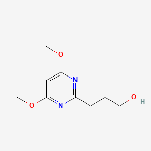 molecular formula C9H14N2O3 B8408468 3-(4,6-Dimethoxypyrimidin-2-yl)propan-1-ol 