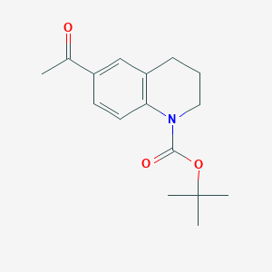 molecular formula C16H21NO3 B8408514 6-acetyl-3,4-dihydro-2H-quinoline-1-carboxylic acid tert-butyl ester 