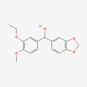 molecular formula C17H18O5 B8408529 Benzo[1,3]dioxol-5-yl-(3-ethoxy-4-methoxy-phenyl)-methanol 
