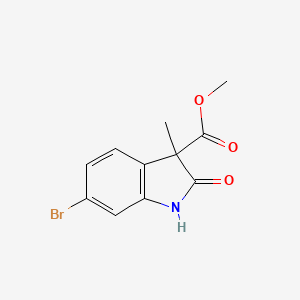 molecular formula C11H10BrNO3 B8408555 Methyl 6-bromo-3-methyl-2-oxo-2,3-dihydro-1H-indole-3-carboxylate 