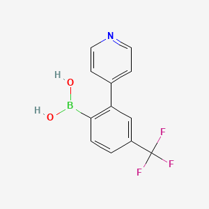 molecular formula C12H9BF3NO2 B8408560 (2-(Pyridin-4-yl)-4-(trifluoromethyl)phenyl)boronic acid 