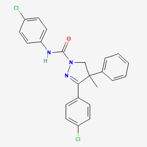 molecular formula C23H19Cl2N3O B8408595 N,3-bis-(4-chlorophenyl)-4-phenyl-4-methyl-4,5-dihydro-1H-pyrazole-1-carboxamide 