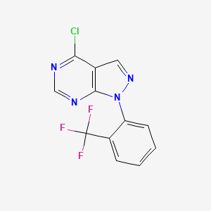 molecular formula C12H6ClF3N4 B8408665 4-chloro-1-(2-(trifluoromethyl)phenyl)-1H-pyrazolo[3,4-d]pyrimidine 