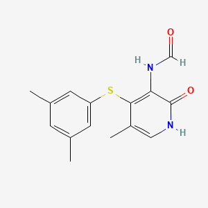 molecular formula C15H16N2O2S B8408839 Formamide, N-(4-((3,5-dimethylphenyl)thio)-1,2-dihydro-5-methyl-2-oxo-3-pyridinyl)- CAS No. 172469-98-6