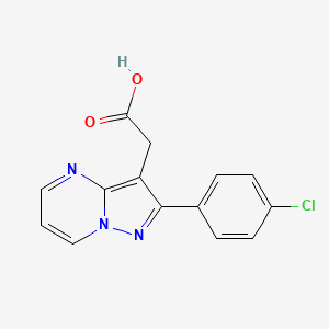 molecular formula C14H10ClN3O2 B8408871 2-(4-Chlorophenyl)pyrazolo[1,5-a]pyrimidine-3-acetic acid 