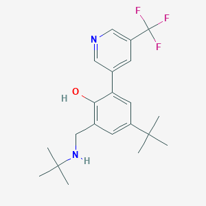 molecular formula C21H27F3N2O B8408901 4-(tert-Butyl)-2-((tert-butylamino)methyl)-6-(5-(trifluoromethyl)pyridin-3-yl)phenol 