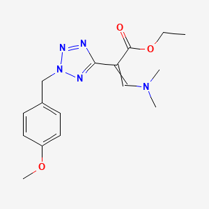 molecular formula C16H21N5O3 B8408943 Ethyl 3-(dimethylamino)-2-{2-[(4-methoxyphenyl)methyl]-2H-tetrazol-5-yl}prop-2-enoate 