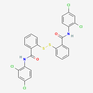 molecular formula C26H16Cl4N2O2S2 B8408984 N-(2,4-dichlorophenyl)-2-[[2-[(2,4-dichlorophenyl)carbamoyl]phenyl]disulfanyl]benzamide 