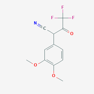 molecular formula C12H10F3NO3 B8409060 2-[3,4-Bis(methyloxy)phenyl]4,4,4-trifluoro-3-oxobutanenitrile 