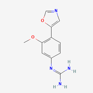 molecular formula C11H12N4O2 B8409124 4-Oxazol-5-yl-3-methoxyphenylguanidine 