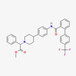 molecular formula C34H31F3N2O3 B8409319 Methyl (2s)-phenyl[4-[4-[[[4'-(trifluoromethyl)-2-biphenylyl]carbonyl]amino]phenyl]-1-piperidinyl]acetate CAS No. 471245-91-7