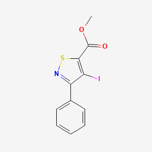 molecular formula C11H8INO2S B8409338 Methyl 4-iodo-3-phenylisothiazole-5-carboxylate 