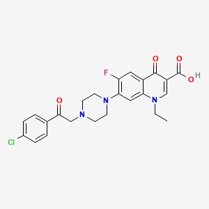 molecular formula C24H23ClFN3O4 B8409482 7-[4-(4-Chlorophenacyl)piperazino]-1-ethyl-4-oxo-6-fluoro-1,4-dihydroquinoline-3-carboxylic acid 