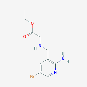 molecular formula C10H14BrN3O2 B8409495 Ethyl 2-((2-amino-5-bromopyridin-3-yl)methylamino)acetate 