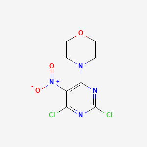 molecular formula C8H8Cl2N4O3 B8409546 2,6-Dichloro-5-nitro-4-morpholino-pyrimidine 