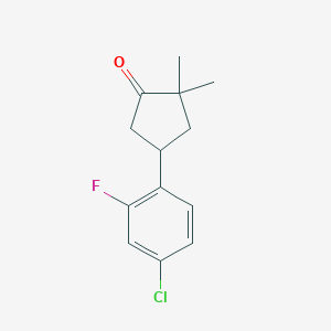 molecular formula C13H14ClFO B8409550 4-(4-Chloro-2-fluoro-phenyl)-2,2-dimethyl-cyclopentanone 
