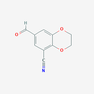 molecular formula C10H7NO3 B8409563 7-Formyl-2,3-dihydro-1,4-benzodioxin-5-carbonitrile 