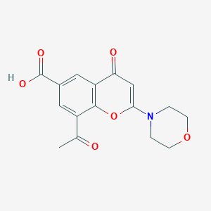 molecular formula C16H15NO6 B8409582 8-acetyl-2-morpholino-4-oxo-4H-chromene-6-carboxylic acid 