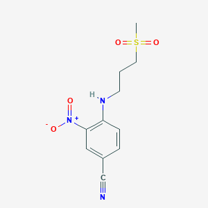 molecular formula C11H13N3O4S B8409584 4-(3-Methanesulfonyl-propylamino)-3-nitro-benzonitrile 