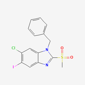 molecular formula C15H12ClIN2O2S B8409593 1-Benzyl-6-chloro-5-iodo-2-methanesulfonyl-1H-benzoimidazole 