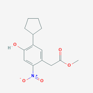 molecular formula C14H17NO5 B8409630 Methyl 2-(5-cyclopentyl-4-hydroxy-2-nitro-phenyl)acetate 