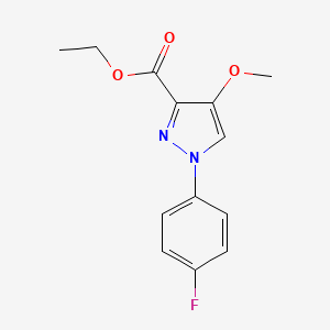 molecular formula C13H13FN2O3 B8409732 Ethyl 1-(4-fluorophenyl)-4-methoxy-pyrazole-3-carboxylate 