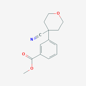molecular formula C14H15NO3 B8409828 methyl 3-(4-cyanotetrahydro-2H-pyran-4-yl)benzoate 