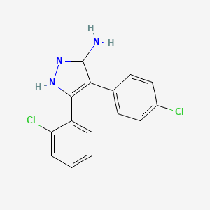molecular formula C15H11Cl2N3 B8409862 3-(2-Chlorophenyl)-4-(4-chlorophenyl)-1H-pyrazole-5-amine 