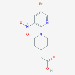 molecular formula C12H14BrN3O4 B8409880 (5'-bromo-3'-nitro-3,4,5,6-tetrahydro-2H-[1,2']bipyridinyl-4-yl)-acetic acid 