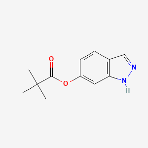 molecular formula C12H14N2O2 B8409903 2,2-Dimethyl-propionic acid 1H-indazol-6-yl Ester 