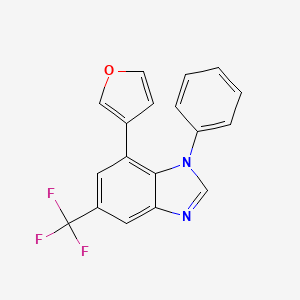 molecular formula C18H11F3N2O B8410027 7-(3-Furyl)-1-phenyl-5-trifluoromethylbenzimidazole 